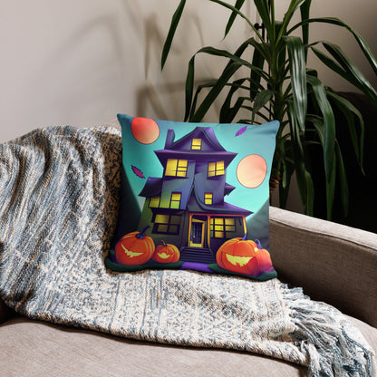 Haunted House Pillow - back view - VibePrintPop