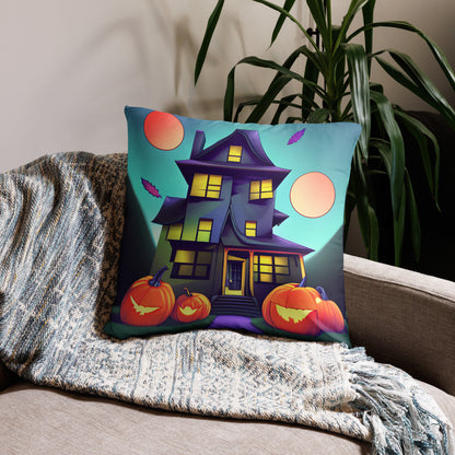 Haunted House Pillow - front view - VibePrintPop