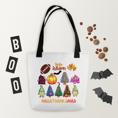 Hallothanksmas Tote Bag - in Black - VibePrintPop