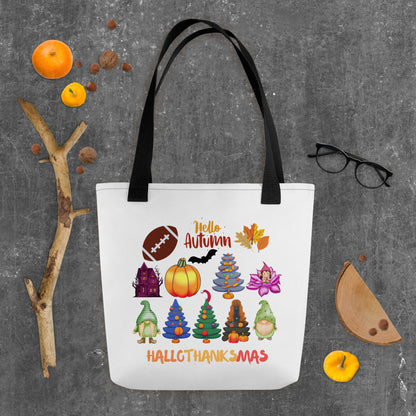 Hallothanksmas Tote Bag - in Black - VibePrintPop