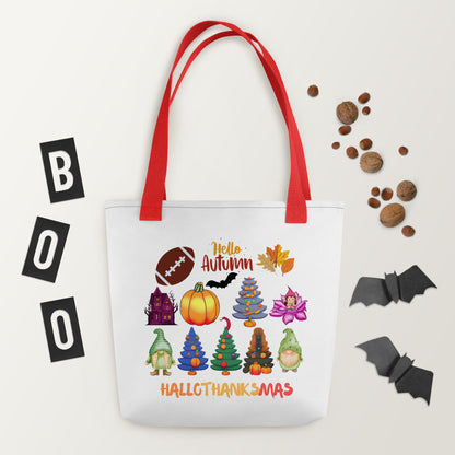 Hallothanksmas Tote Bag - in Red - VibePrintPop