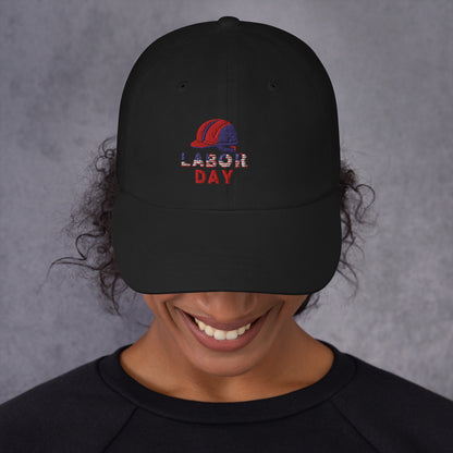 Labor Day Hat - in Black, front view - VibePrintPop
