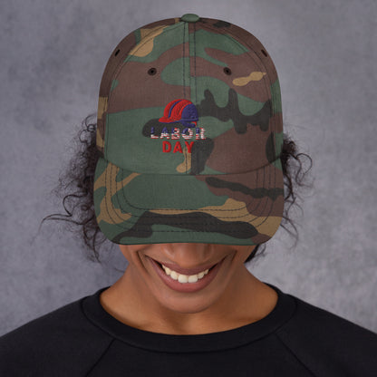 Labor Day Hat - in Green Camo, front view - VibePrintPop