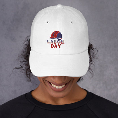 Labor Day Hat - in White, front view - VibePrintPop