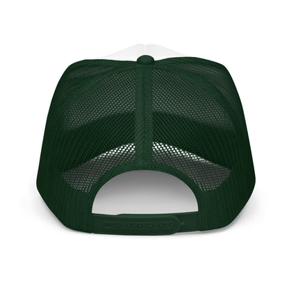 Vintage Golf Club Embroidered Style Trucker Hat Golfer Gift Cap - in Dark Green /White/Dark Green, back view - VibePrintPop