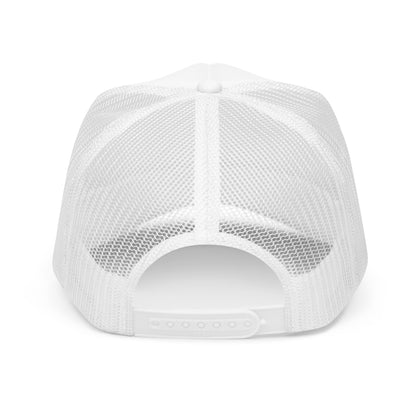Vintage Golden Retriever Surf Trucker Hat Retro Dog Mom Baseball Cap - in White, back view - VibePrintPop
