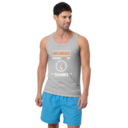 Funny Boat Tank top - in Athletic Heather, front view - VibePrintPop