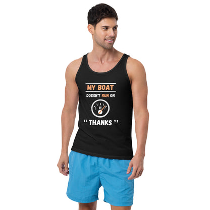 Funny Boat Tank top - in Black, front view - VibePrintPop