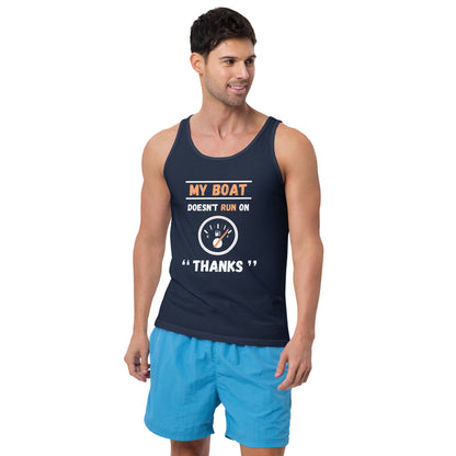 Funny Boat Tank top - in Navy, front view - VibePrintPop