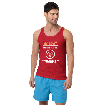 Funny Boat Tank top - in Red, front view - VibePrintPop