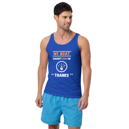 Funny Boat Tank top - in True Royal, front view - VibePrintPop