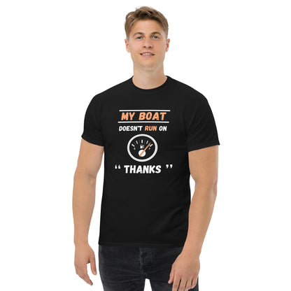 Funny Boat Shirt - in Black, front view - VibePrintPop