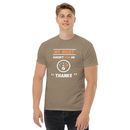 Funny Boat Shirt - in Brown Savana, front view - VibePrintPop