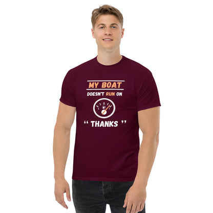 Funny Boat Shirt - in Maroon, front view - VibePrintPop
