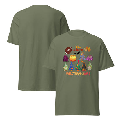 Halloween T-Shirt - in Military Green, front view - VibePrintPop