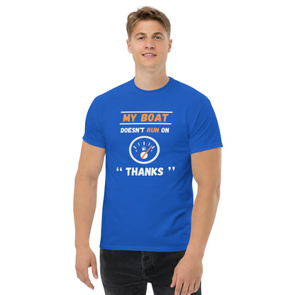 Funny Boat Shirt - in Royal, front view - VibePrintPop