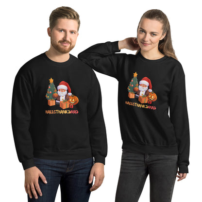 Christmas SweatShirt - in Black, front view - VibePrintPop