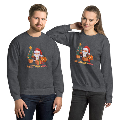 Christmas SweatShirt - in Dark Heather, front view - VibePrintPop