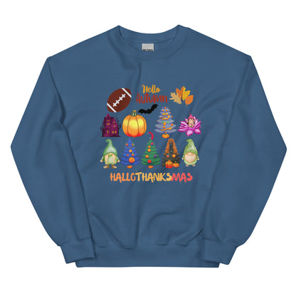 Christmas SweatShirt - in Indigo Blue, front view - VibePrintPop