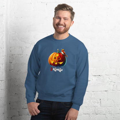 Halloween pumpkin sweatshirt - in Indigo Blue, front view - VibePrintPop