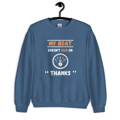 Funny Boat Sweatshirt ` - in Indigo Blue, front view - VibePrintPop