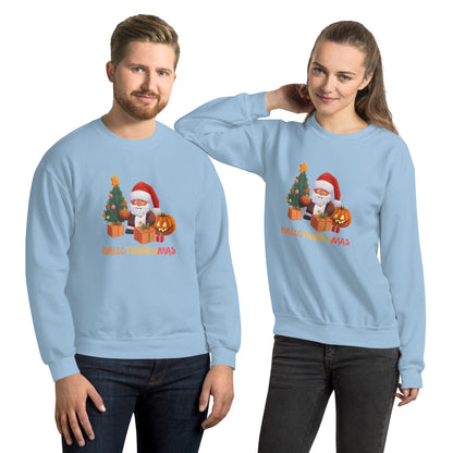 Christmas SweatShirt - in Light Blue, front view - VibePrintPop