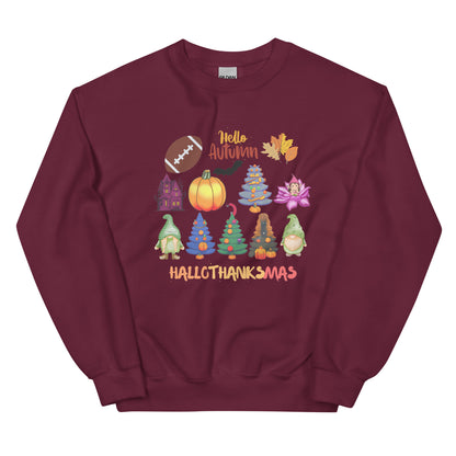 Christmas SweatShirt - in Maroon, front view - VibePrintPop
