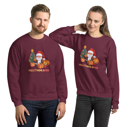Christmas SweatShirt - in Maroon, front view - VibePrintPop