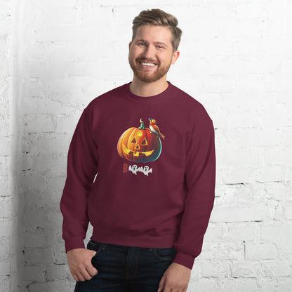 Halloween pumpkin sweatshirt - in Maroon, front view - VibePrintPop
