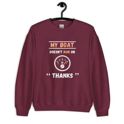 Funny Boat Sweatshirt ` - in Maroon, front view - VibePrintPop