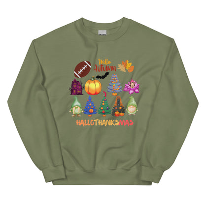 Christmas SweatShirt - in Military Green, front view - VibePrintPop