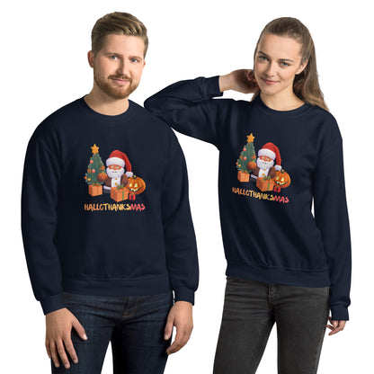 Christmas SweatShirt - in Navy, front view - VibePrintPop