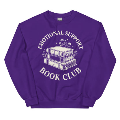 Vintage Emotional Support Book Club Sweatshirt - in Purple, front view - VibePrintPop