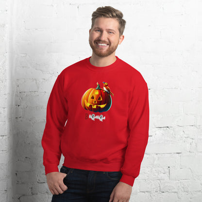 Halloween pumpkin sweatshirt - in Red, front view - VibePrintPop