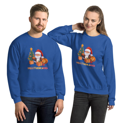 Christmas SweatShirt - in Royal, front view - VibePrintPop
