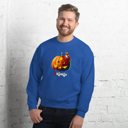 Halloween pumpkin sweatshirt - in Royal, front view - VibePrintPop