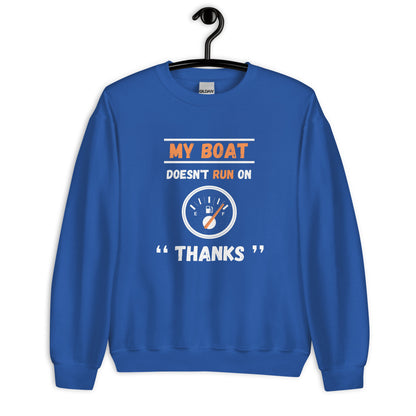 Funny Boat Sweatshirt ` - in Royal, front view - VibePrintPop