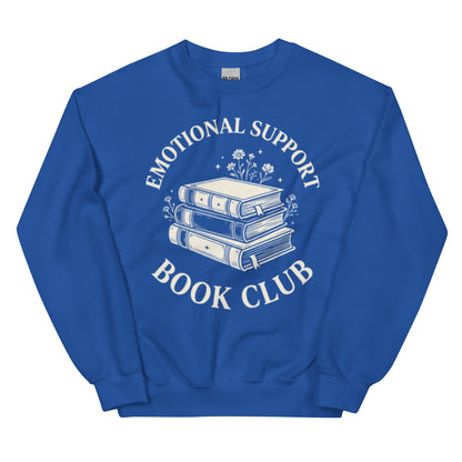 Vintage Emotional Support Book Club Sweatshirt - in Royal, front view - VibePrintPop