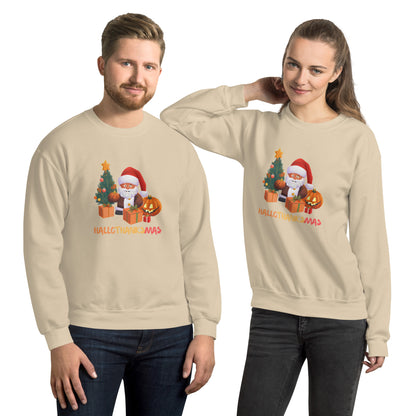 Christmas SweatShirt - in Sand, front view - VibePrintPop