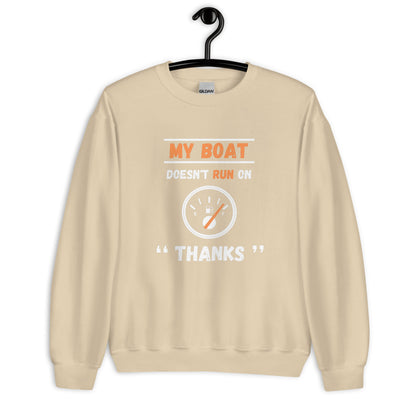Funny Boat Sweatshirt ` - in Sand, front view - VibePrintPop