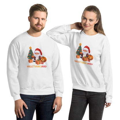 Christmas SweatShirt - in White, front view - VibePrintPop