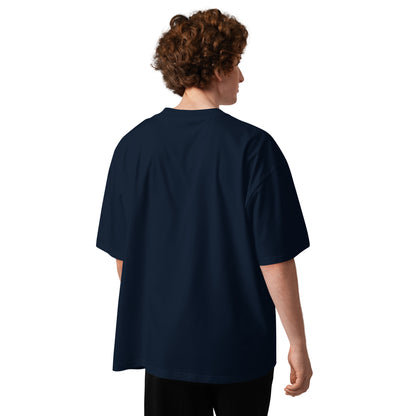 Whimsical Reading Witch oversized T-Shirt - in French Navy, back view - VibePrintPop