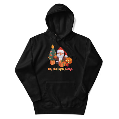 Thanksgiving Hoodie - in Black, front view - VibePrintPop