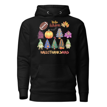 Happy fall yall Hoodie - in Black, front view - VibePrintPop