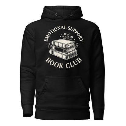 Aesthetic Emotional Support Book Club Hoodie - in Black, front view - VibePrintPop