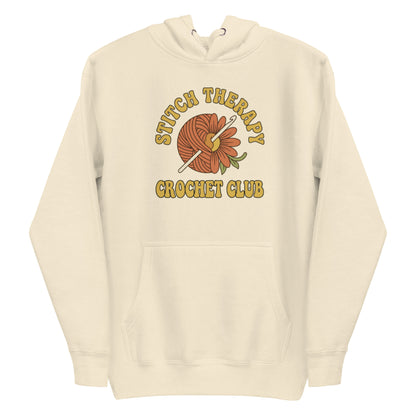 Retro Crochet Club Hoodie - in Bone, front view - VibePrintPop