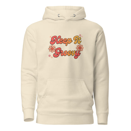 Groovy Hoodie - in Bone, front view - VibePrintPop