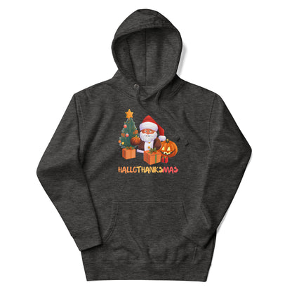 Thanksgiving Hoodie - in Charcoal Heather, front view - VibePrintPop
