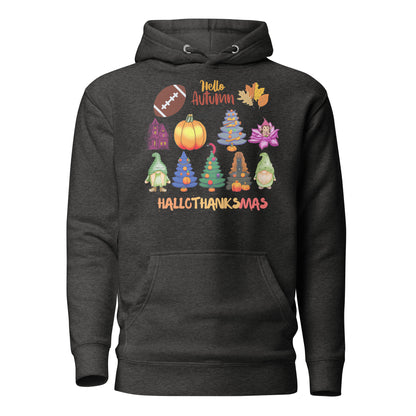 Happy fall yall Hoodie - in Charcoal Heather, front view - VibePrintPop