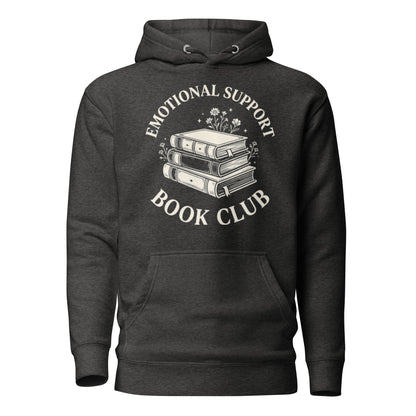 Aesthetic Emotional Support Book Club Hoodie - in Charcoal Heather, front view - VibePrintPop